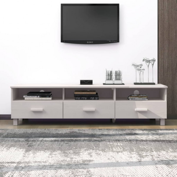 Mueble de TV HAMAR madera maciza de pino blanco 158x40x40 cm D
