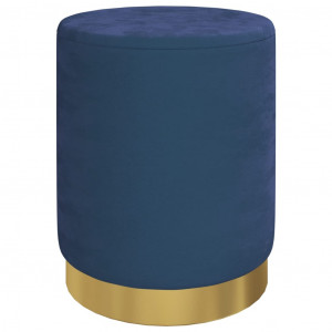 Taburete redondo con almacenaje terciopelo azul D