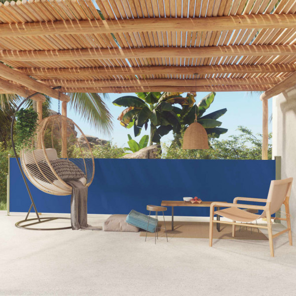 Toldo lateral retráctil para patio azul 117x500 cm D