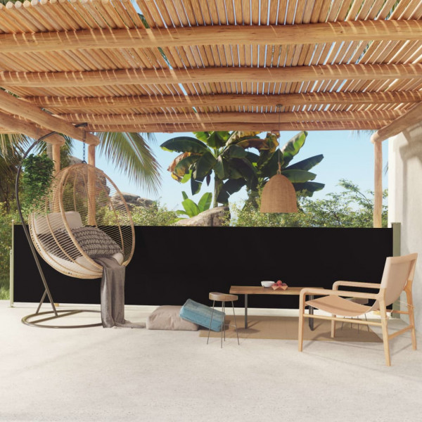 Toldo lateral retráctil para patio negro 117x500 cm D