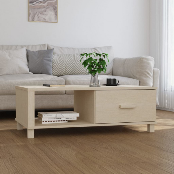 Mesa de centro HAMAR madeira maciça pinho marrom mel 100x55x35cm D