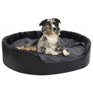 Cama de cão de pele sintética cinza escuro 99x89x21 cm D