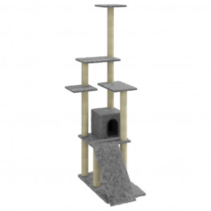 Poste para arranhar gatos com postes de sisal cinza claro 155 cm H