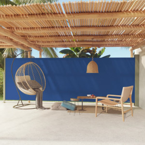 Toldo lateral retráctil de jardín azul 180x600 cm D