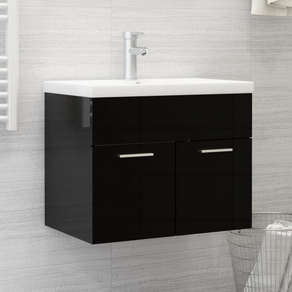 Armario para lavabo madera contrachapada negro 60x38.5x46 cm D