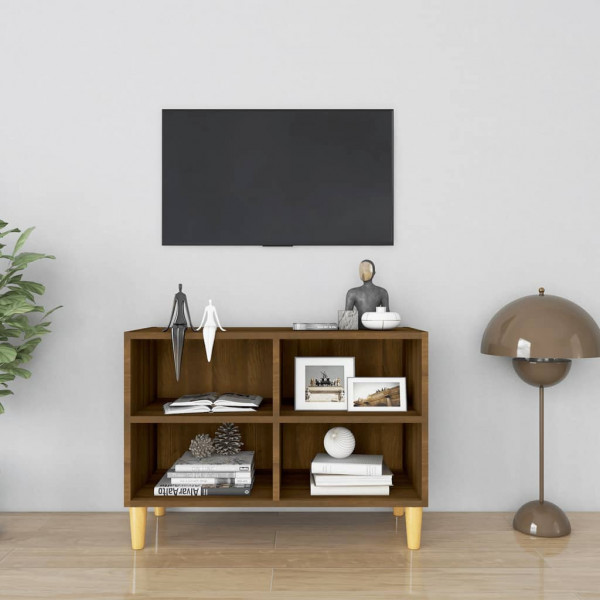 Mueble de TV patas madera maciza roble marrón 69.5x30x50 cm D
