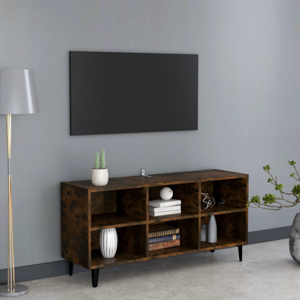 Mueble para TV con patas de metal roble ahumado 103.5x30x50 cm D