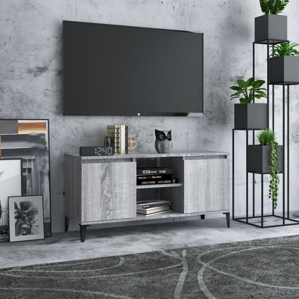 Mueble de TV con patas de metal gris Sonoma 103.5x35x50 cm D