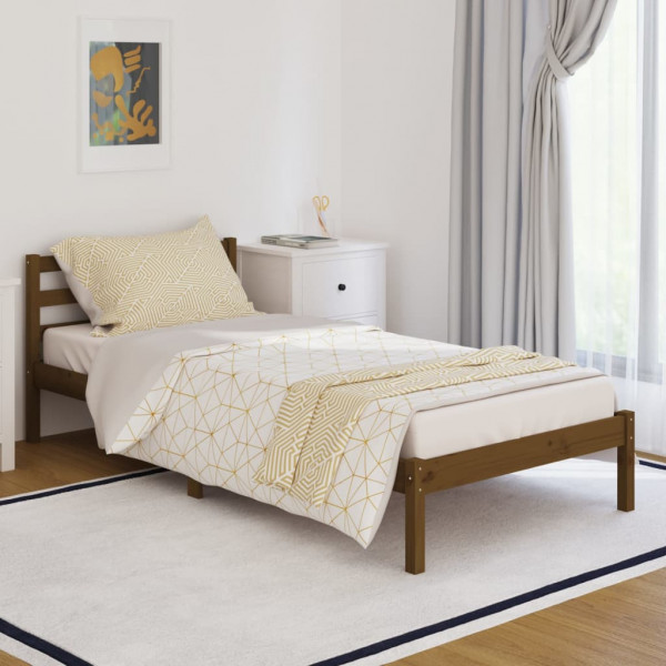 Sofá cama madeira maciça de pinho marrom mel 90x200 cm D