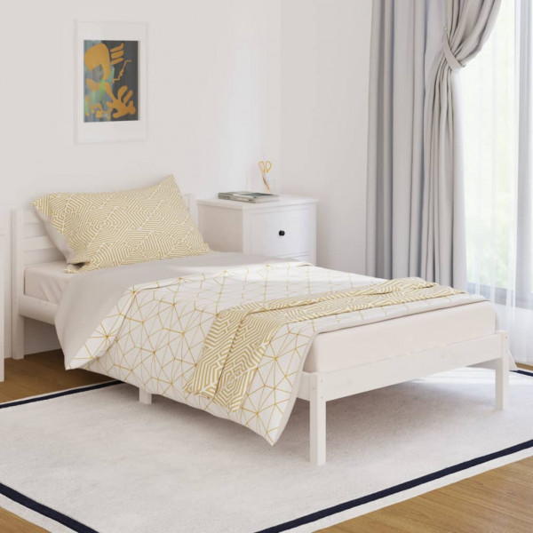 Estructura de cama madera maciza de pino blanco 100x200 cm D