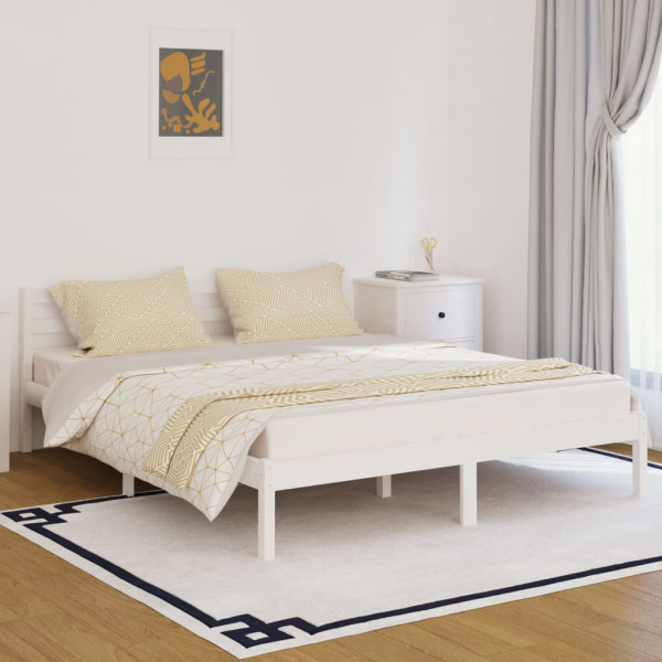 Estructura de cama madera maciza de pino blanco 160x200 cm D