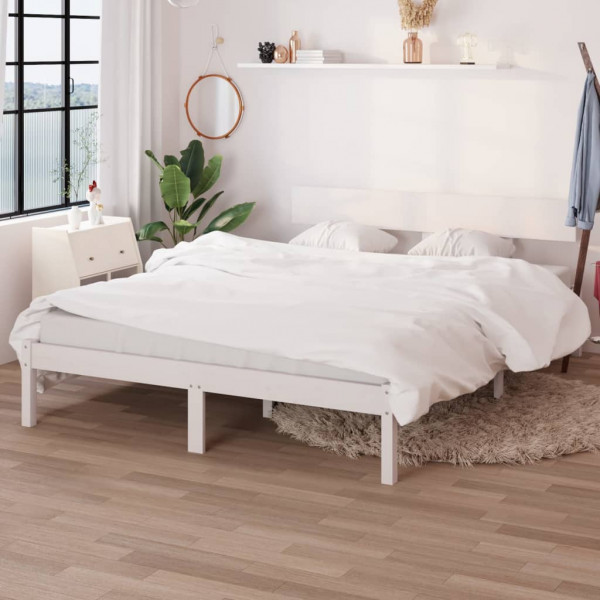Estructura cama madera pino pequeña individual blanca 120x190cm D