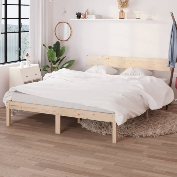 Estructura de cama madera maciza de pino doble 135x190 cm D