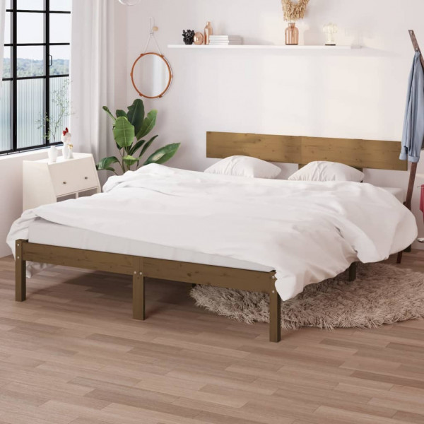 Estrutura de cama em madeira maciça de pinho castanho mel 120x200 cm D
