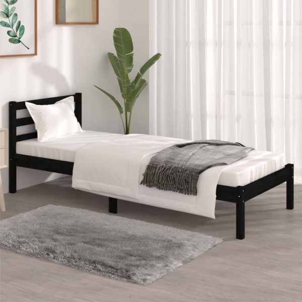 Estrutura de cama em madeira maciça de pinho preto 75x190 cm D