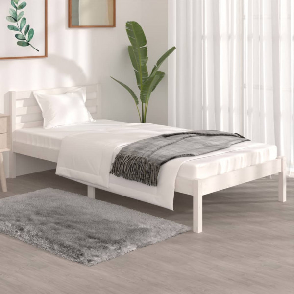 Estructura de cama madera maciza de pino blanco 90x190 cm D