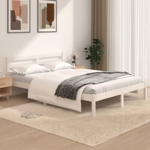 Estructura de cama madera maciza pino blanco 120x190 cm D