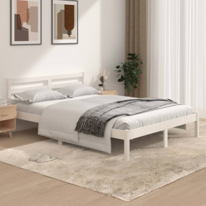Estrutura de cama em madeira maciça de pinho branco 135x190 cm D