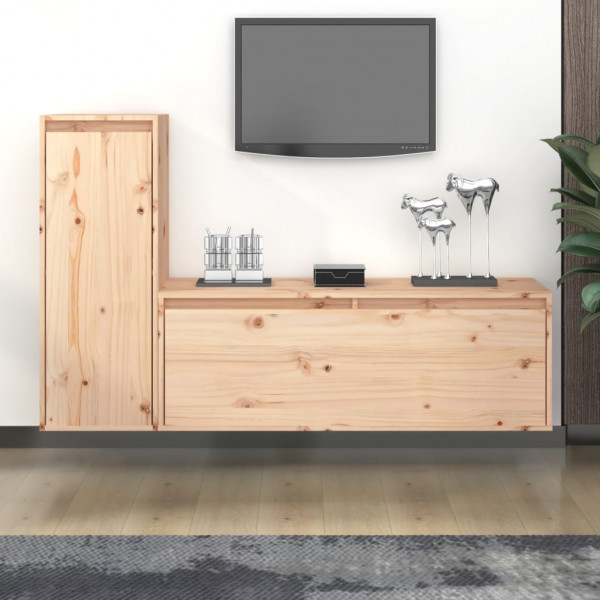 Muebles para TV 2 piezas madera maciza de pino D