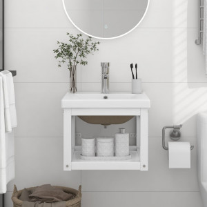 Estructura de baño con lavabo incorporado hierro blanco D