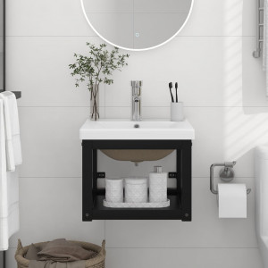 Estructura de baño con lavabo incorporado hierro negro D