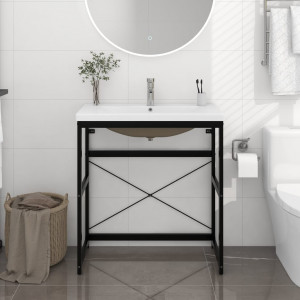 Estructura de baño con lavabo incorporado hierro negro D