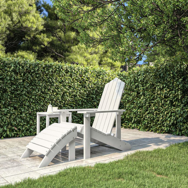 Cadeira de jardim Adirondack com apoio para os pés HDPE branco D