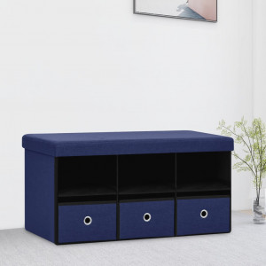 Banco dobrável de linho sintético azul 76x38x38 cm D