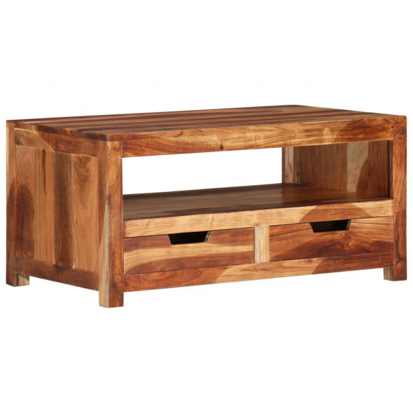 Mesa de centro de madera maciza de acacia 84x49x40 cm D