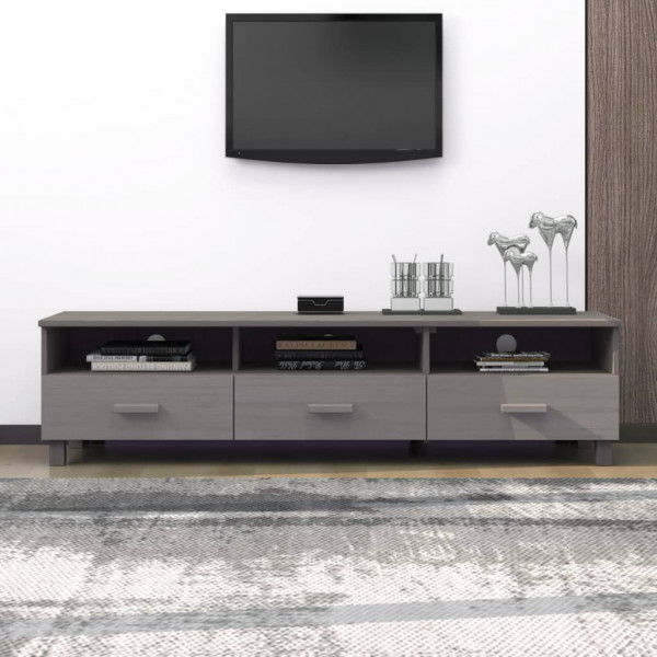 Mueble de TV HAMAR madera maciza de pino gris claro 158x40x40 D