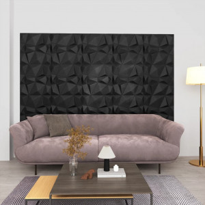 Painéis de parede 3D 12 unidades 50x50 cm diamante negro 3 m² D