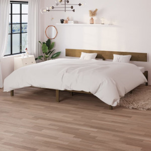 Estructura de cama madera maciza pino marrón miel 200x200 cm D