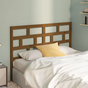 Cabecero de cama madera maciza de pino marrón miel 166x4x100 cm D
