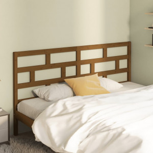 Cabecero de cama madera maciza de pino marrón miel 206x4x100 cm D