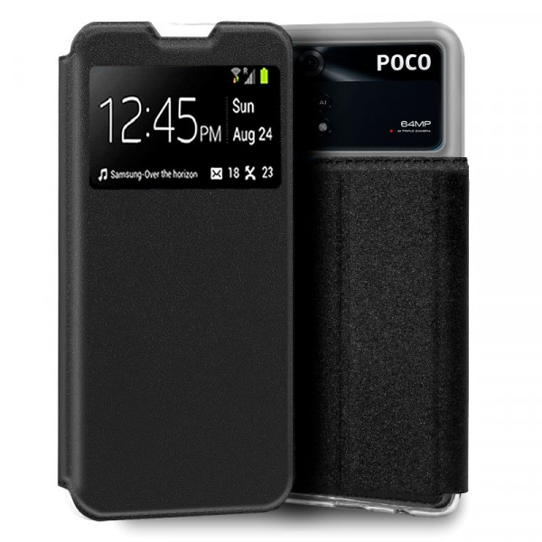 Fundação COOL Flip Cover para Xiaomi Poco M4 Pro Liso Negro D
