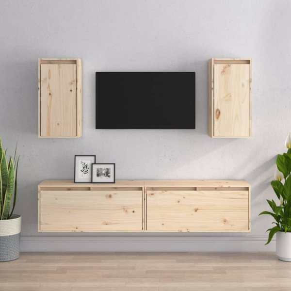Móveis de TV 4 peças em madeira maciça de pinho D
