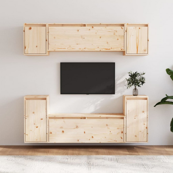 Móveis de TV 6 peças em madeira maciça de pinho D