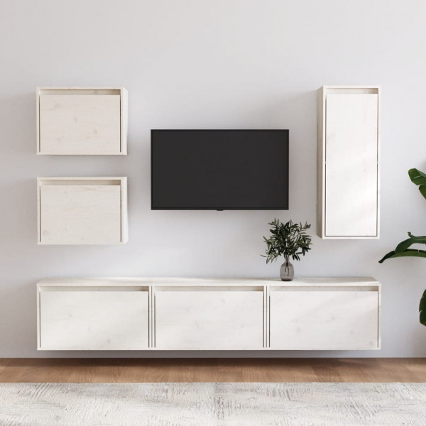 Móveis de TV 6 peças em madeira maciça de pinho branco D