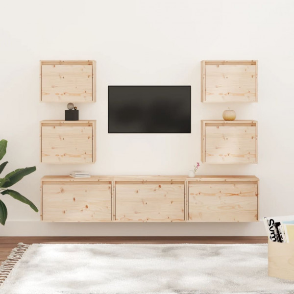 Muebles para TV 7 piezas madera maciza de pino D