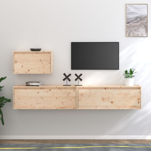 Muebles para TV 3 piezas madera maciza de pino D