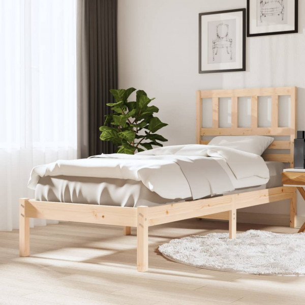 Estructura de cama madera maciza de pino 90x190 cm D