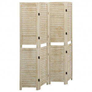 Biombo de 4 paneles de madera maciza de paulownia 140x165 cm D