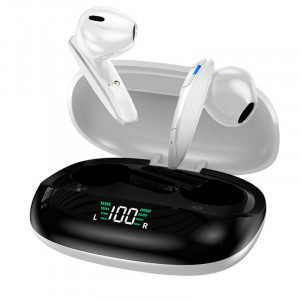 Auriculares Stereo Bluetooth Dual Pod Earbuds Inalámbricos TWS Lcd COOL Shadow Blanco D