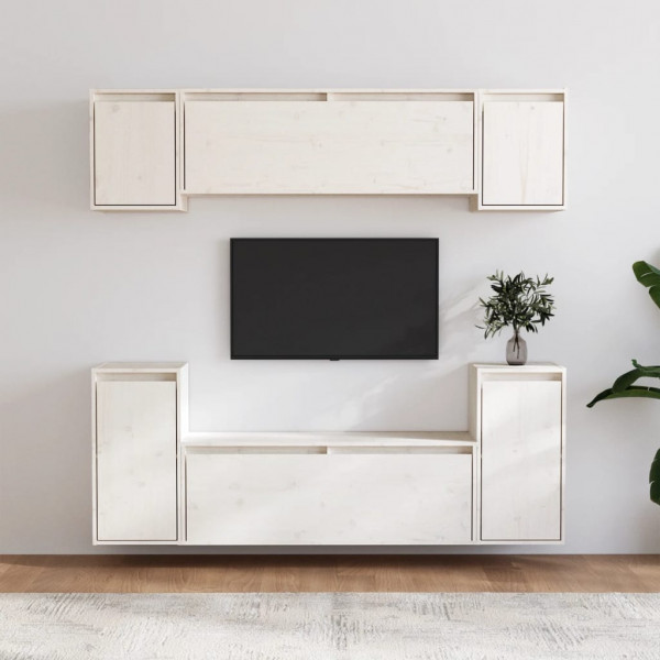 Móveis de TV 6 peças em madeira maciça de pinho branco D
