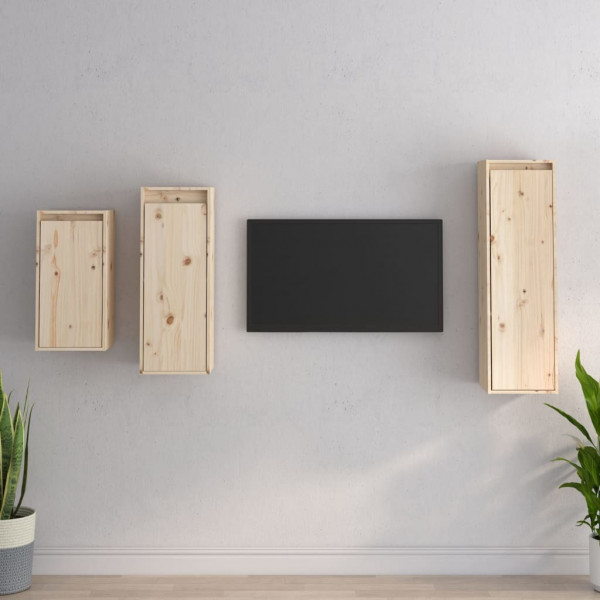Móveis de TV 3 peças em madeira maciça de pinho D