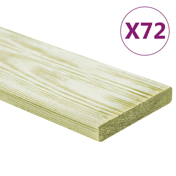 Tábuas de terraço 72 peças madeira de pinho impregnada 8,64 m² 1m D