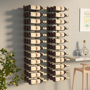 Botellero para 25 botellas madera maciza de nogal 63x25x73 cm