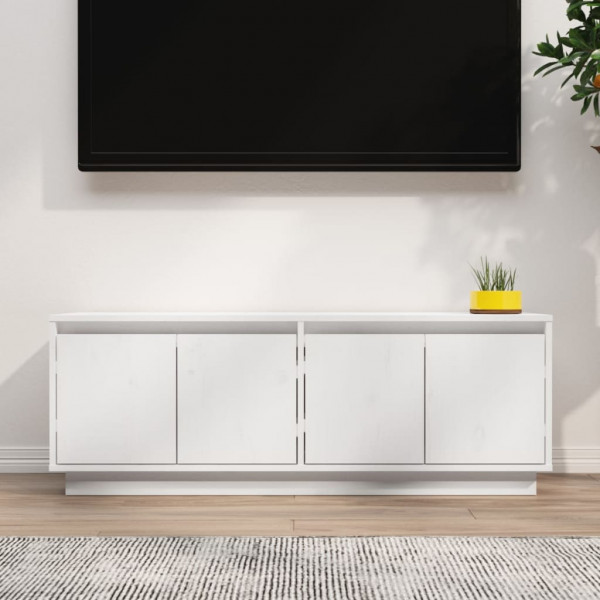 Mueble de TV de madera maciza de pino blanco 110x34x40 cm D