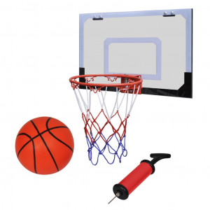 Aro de baloncesto con red y tablero. pelota y pompa. naranja D