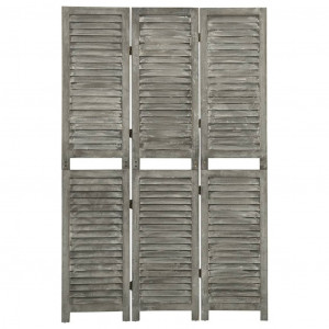 Biombo de 3 paneles de madera maciza gris 106.5x166 cm D